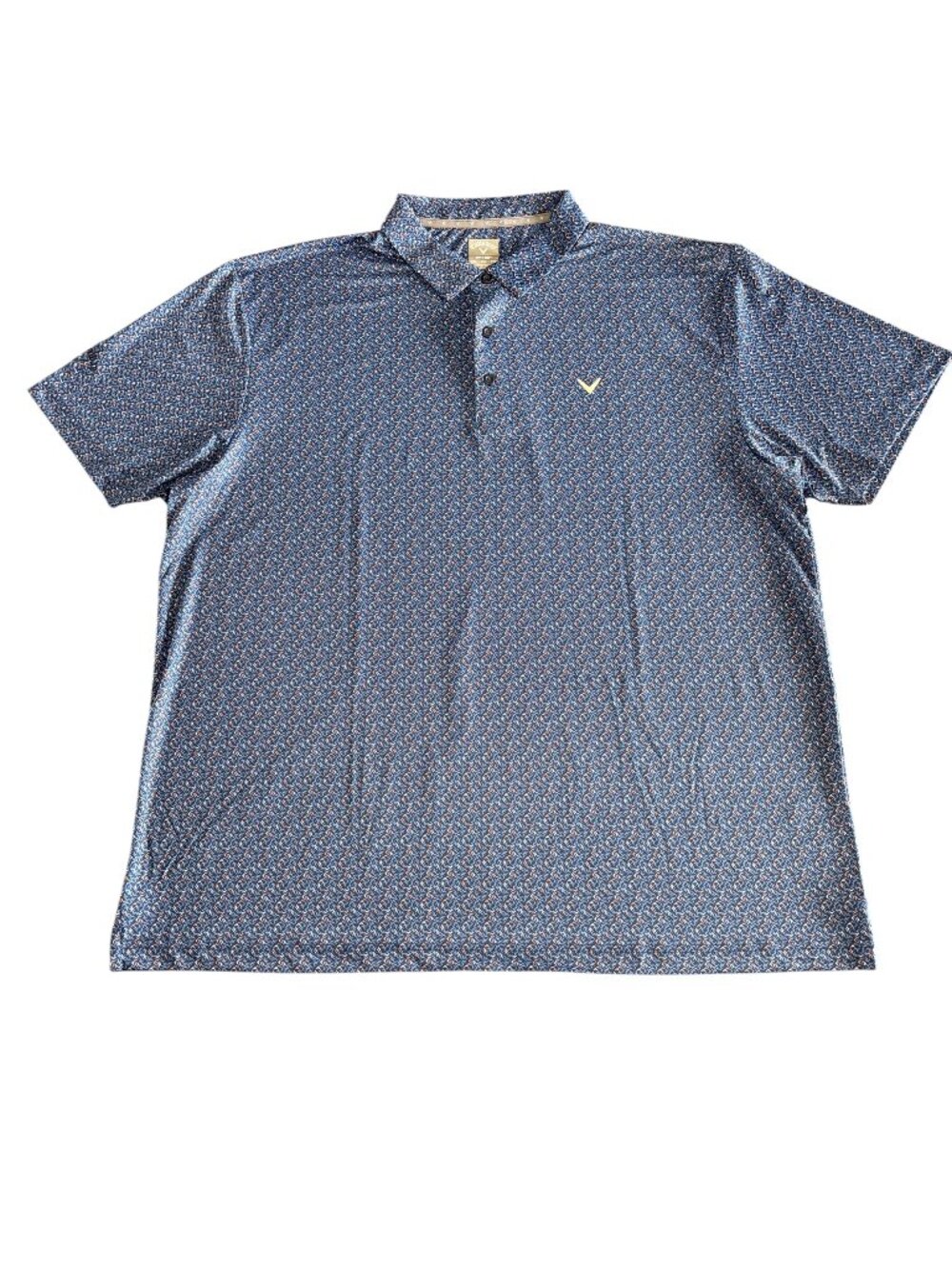 Callaway Opti-dri Short Sleeved Golf Polo Blue Geometric Patterned Mens size XXL